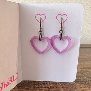 Purple Heart Earrings with Hypoallergenic Bronze Hooks